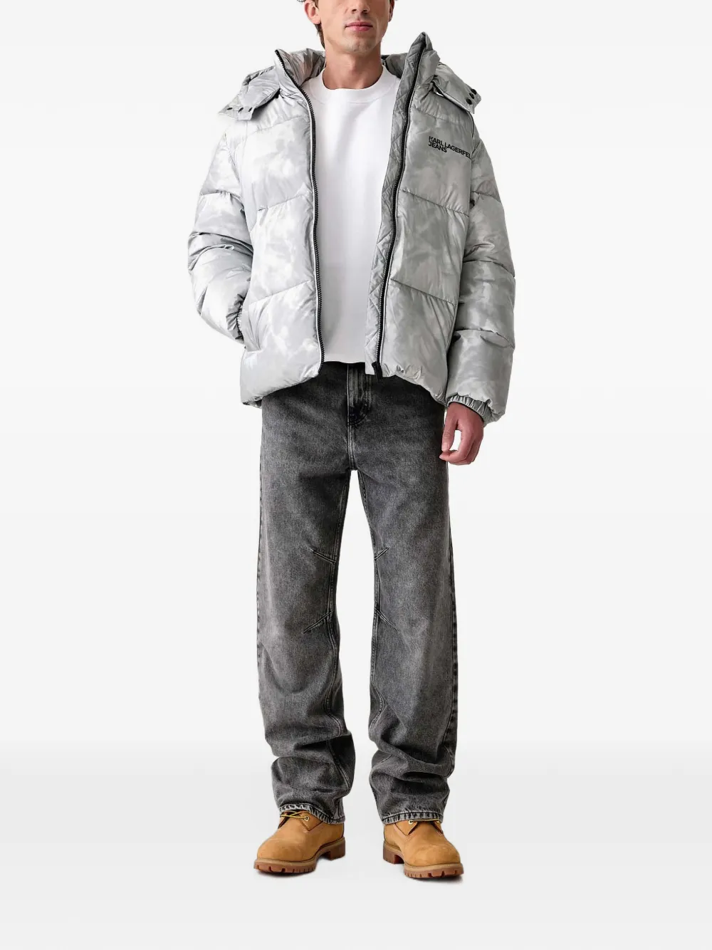 Karl Lagerfeld Jeans logo-patch panelled jeans Grijs