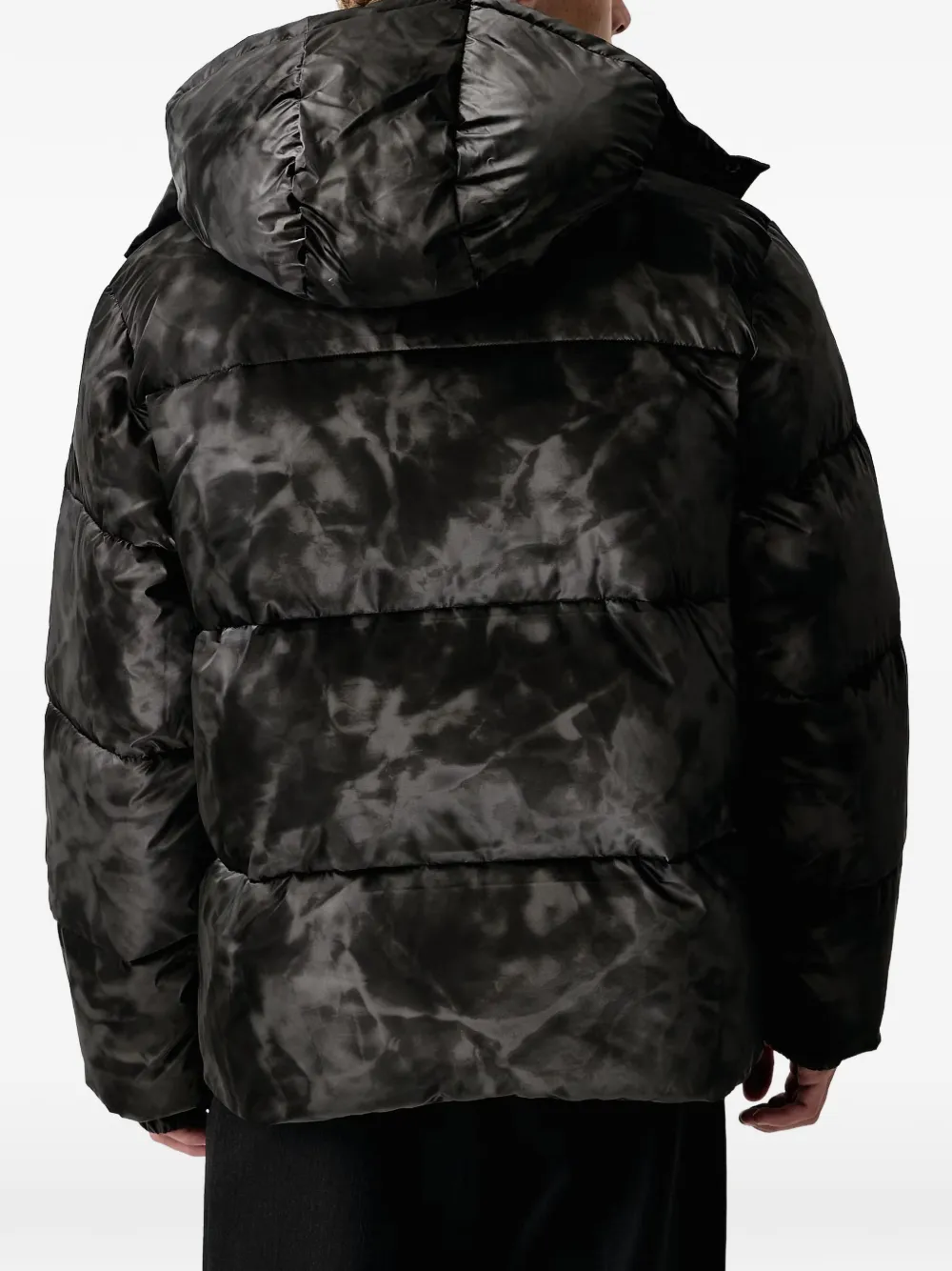 Karl Lagerfeld Jeans logo-print hooded puffer jacket Zwart