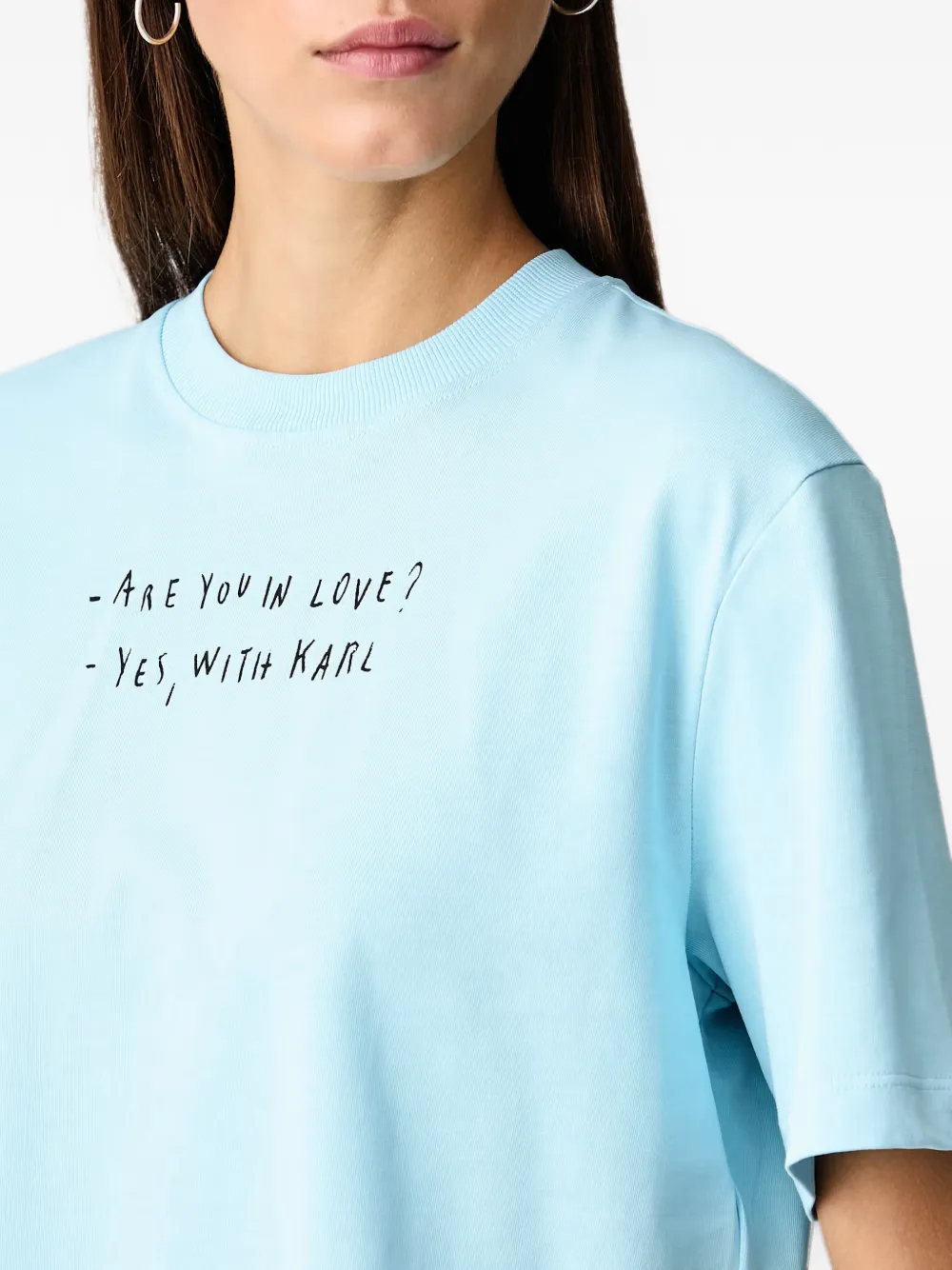 Karl Lagerfeld Jeans x Pietro Terzini cropped T-shirt met tekst Blauw