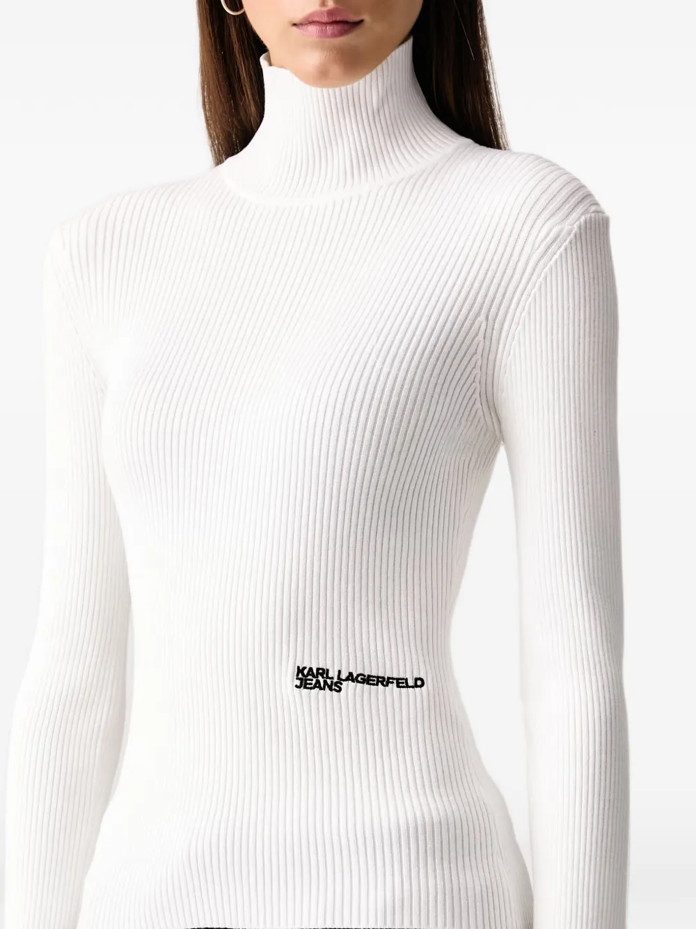 Karl Lagerfeld Jeans logo-embroidered ribbed sweater Wit