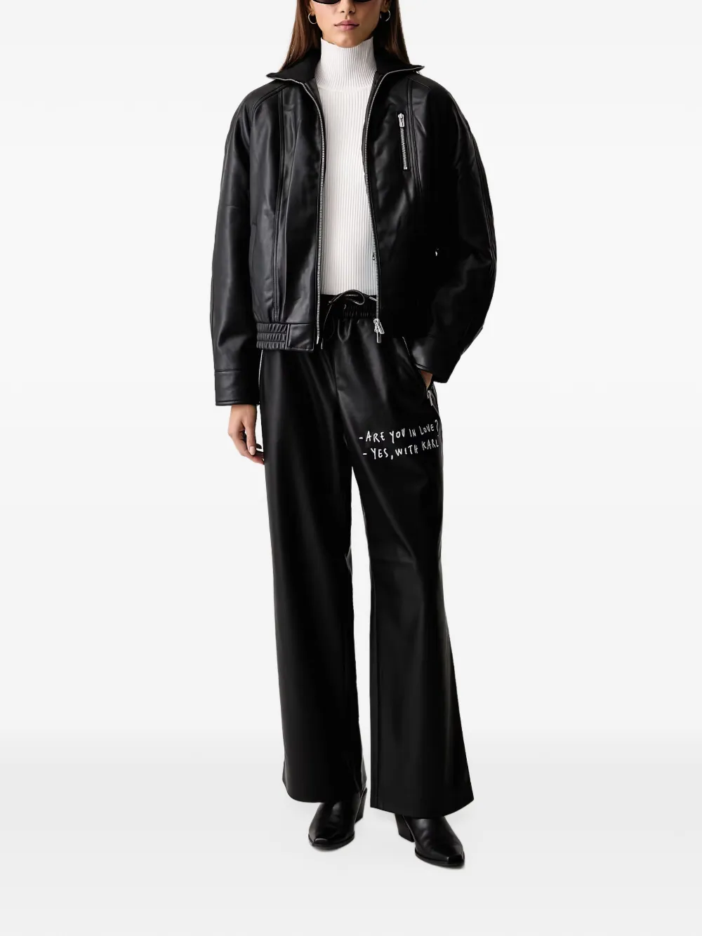 Karl Lagerfeld Jeans logo-embroidered ribbed sweater Wit