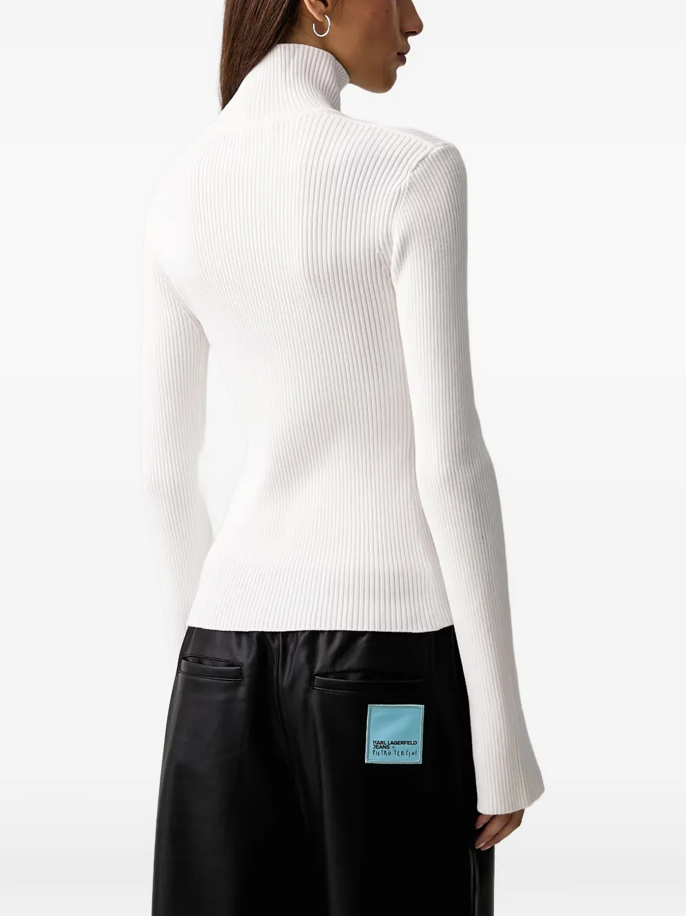 Karl Lagerfeld Jeans logo-embroidered ribbed sweater Wit