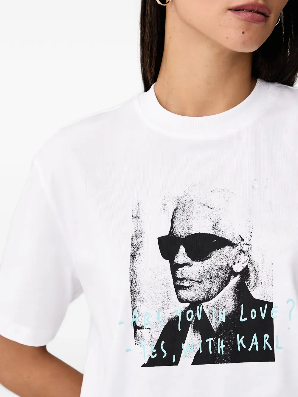 Karl Lagerfeld Jeans x Pietro Terzini cropped T-shirt met grafische print Wit