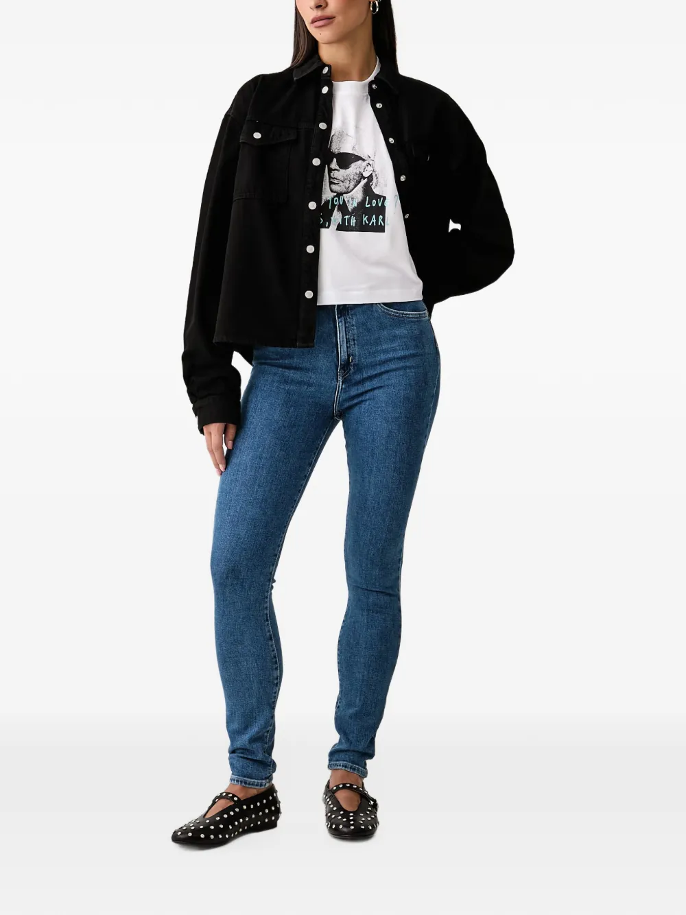 Karl Lagerfeld Jeans x Pietro Terzini cropped T-shirt met grafische print Wit