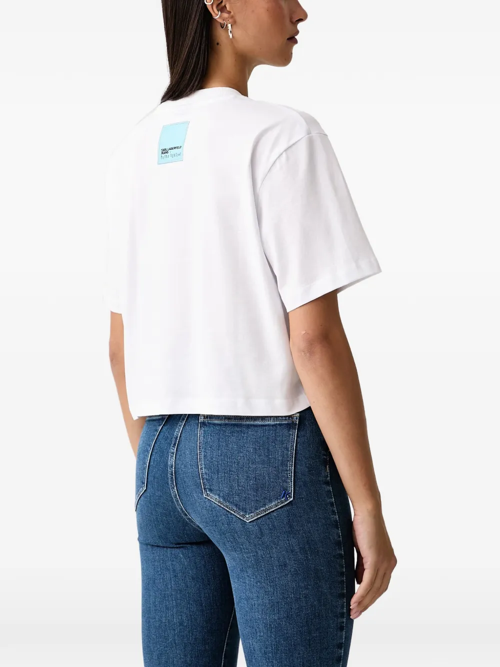 Karl Lagerfeld Jeans x Pietro Terzini cropped T-shirt met grafische print Wit