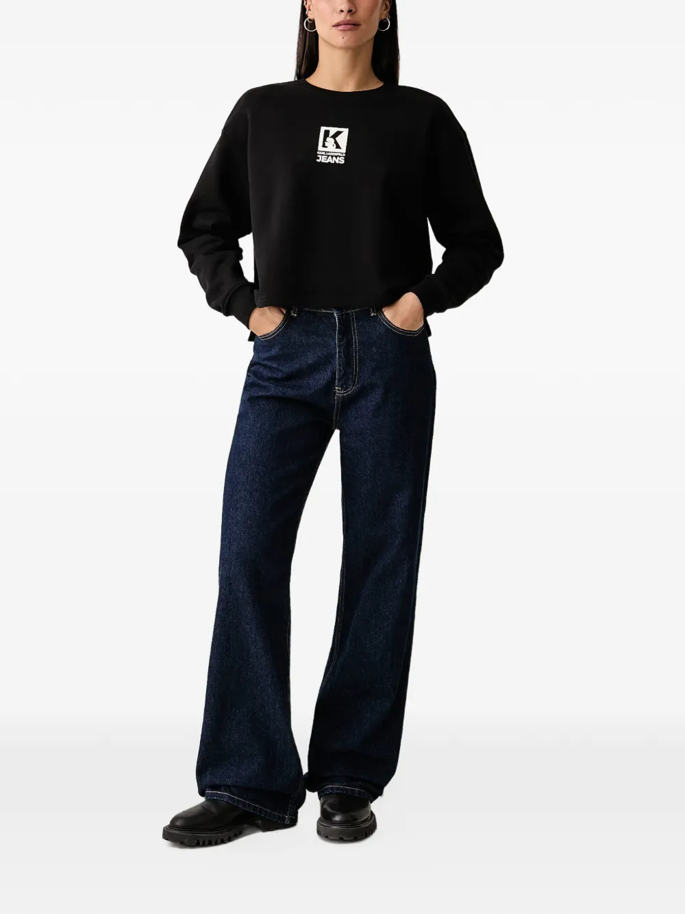 Karl Lagerfeld Jeans logo-print cotton sweatshirt Zwart
