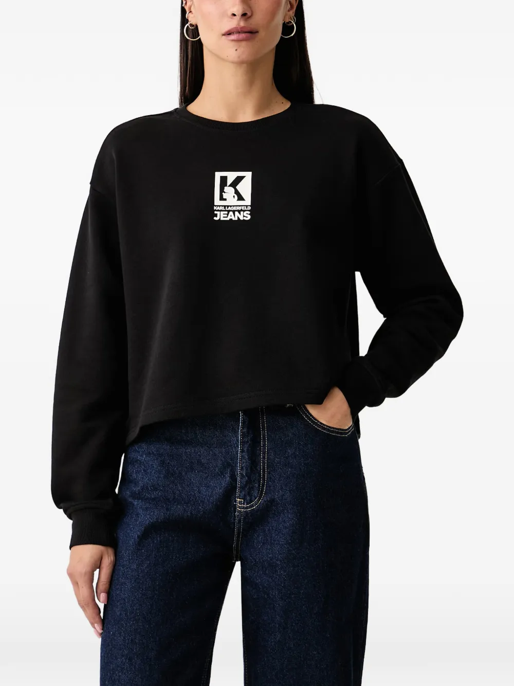 Karl Lagerfeld Jeans logo-print cotton sweatshirt Zwart