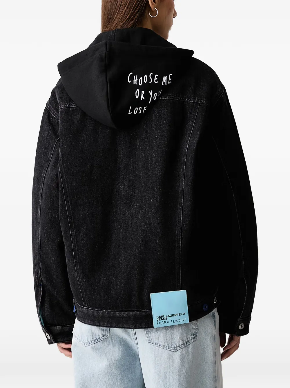Karl Lagerfeld Jeans x Pietro Terzini hooded denim jacket Zwart