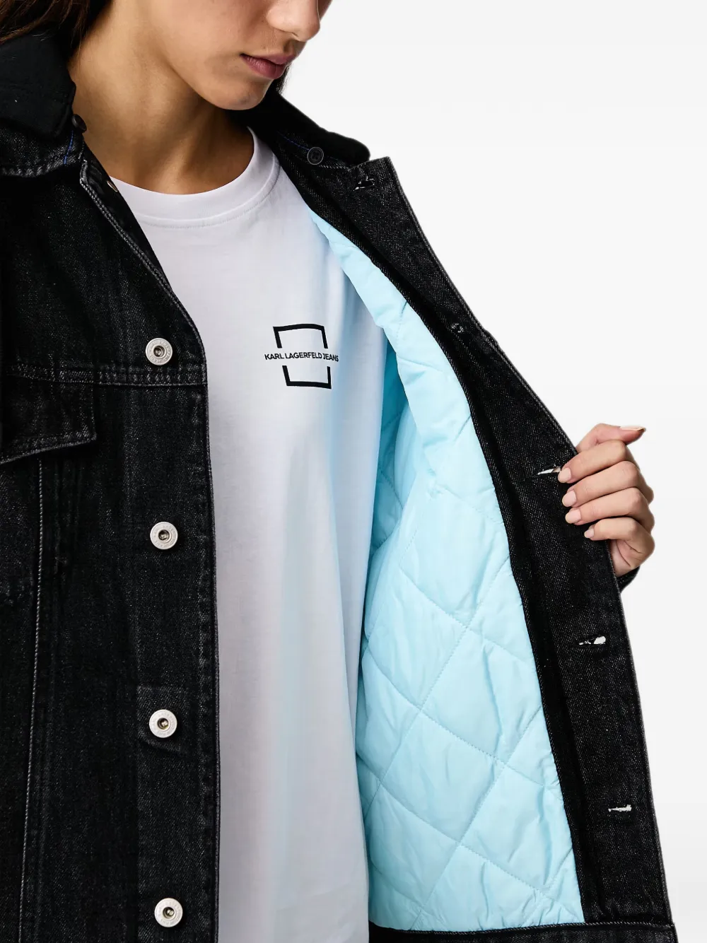 Karl Lagerfeld Jeans x Pietro Terzini hooded denim jacket Zwart