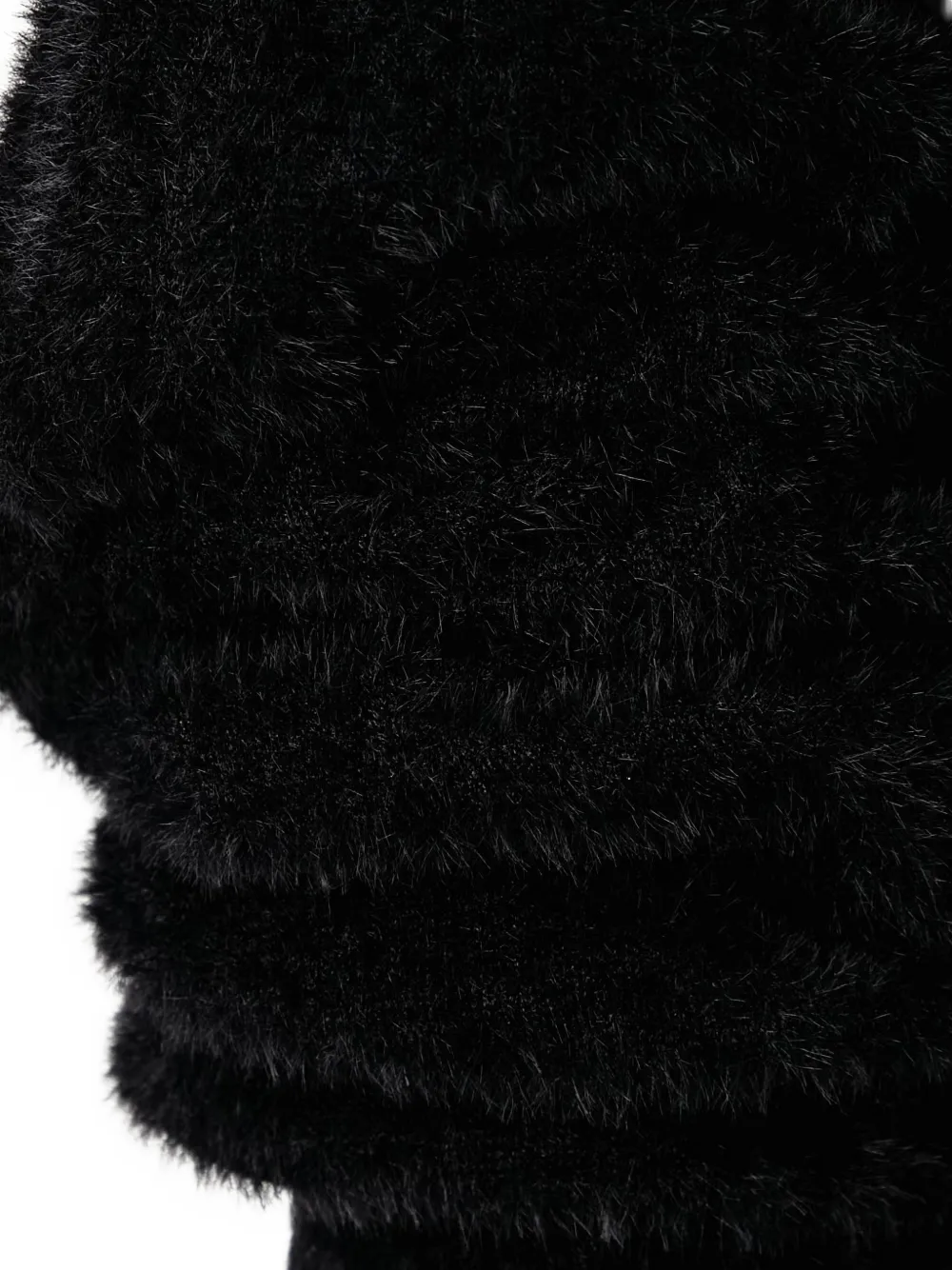 Karl Lagerfeld Jeans fuzzy-knit logo-embroidered cardigan Zwart