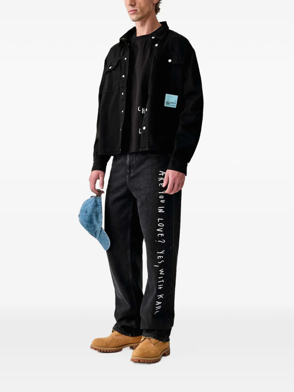 Karl Lagerfeld Jeans x Pietro Terzini slogan-print T-shirt Zwart