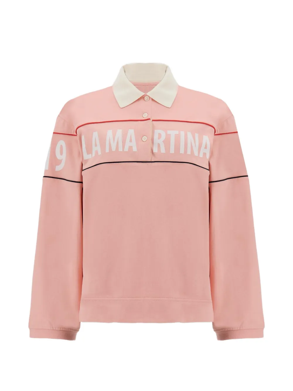 La Martina Ethelred logo-print long-sleeved polo top Roze