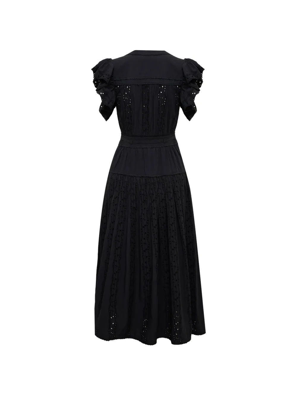 Ulla Johnson Dani broderie anglaise midi-jurk Zwart