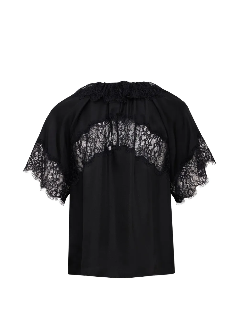 Ulla Johnson Nina lace-trim silk blouse Zwart