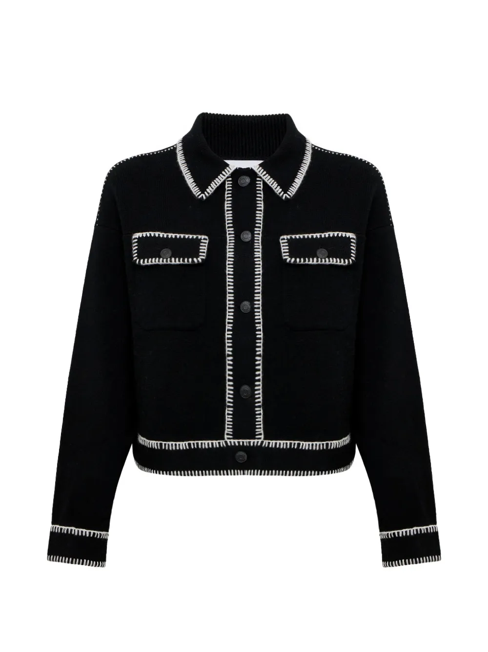 kujten Area blanket-stitched cashmere jacket - Nero