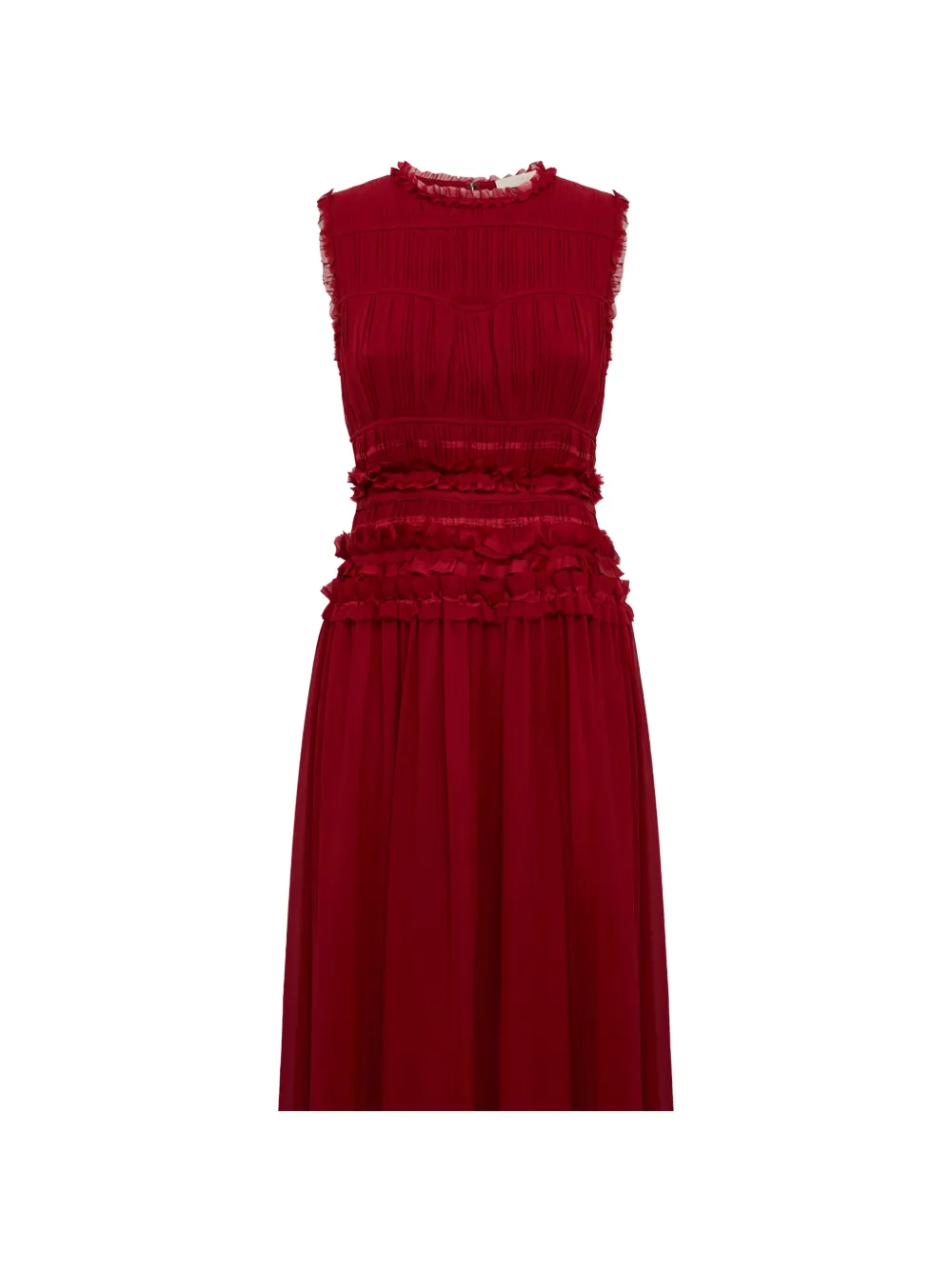 Ulla Johnson Etta mouwloze midi-jurk met ruches Rood