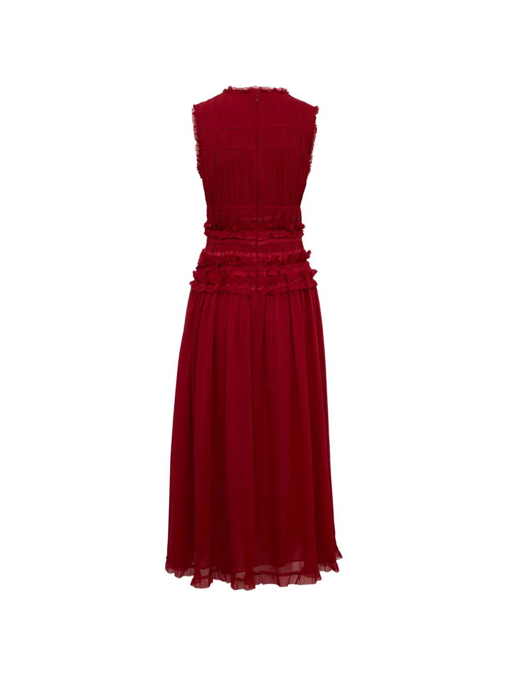Ulla Johnson Etta mouwloze midi-jurk met ruches Rood