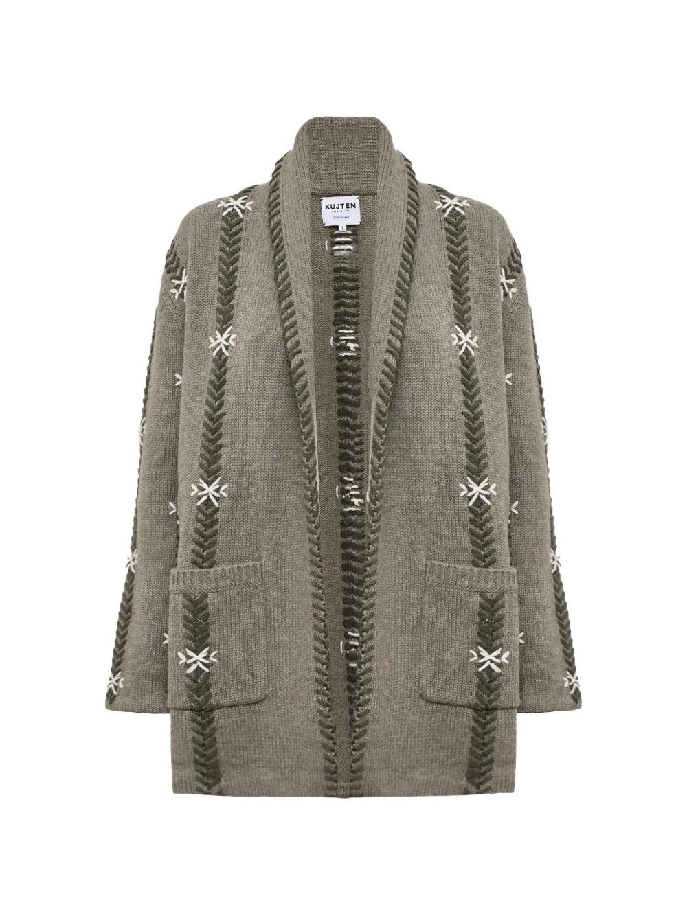 kujten Cody Flake embroidered shawl-collar cardigan - Grigio