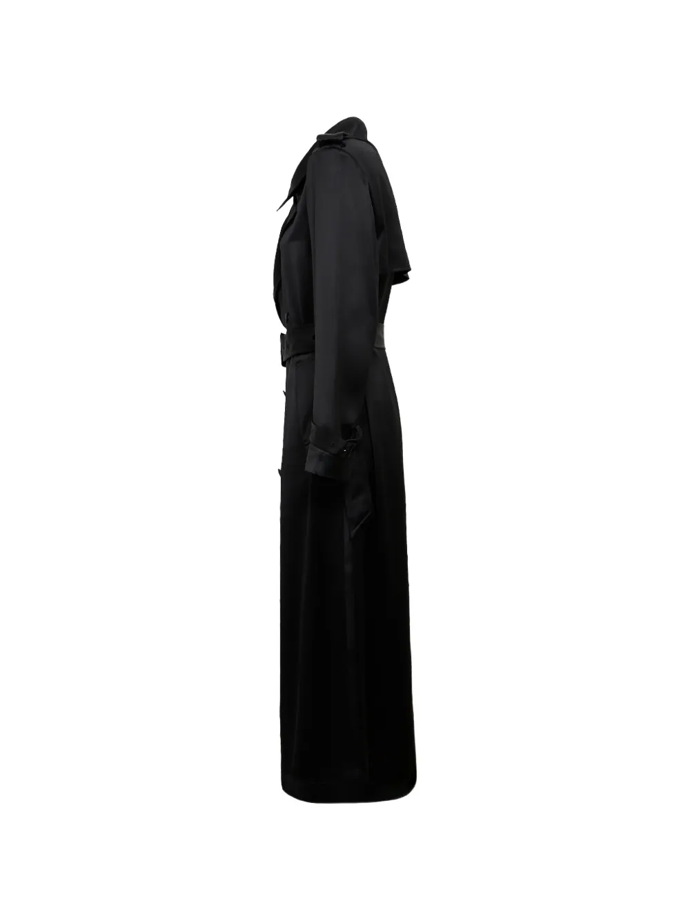 SIMKHAI Alvida belted double-breasted trench coat Zwart