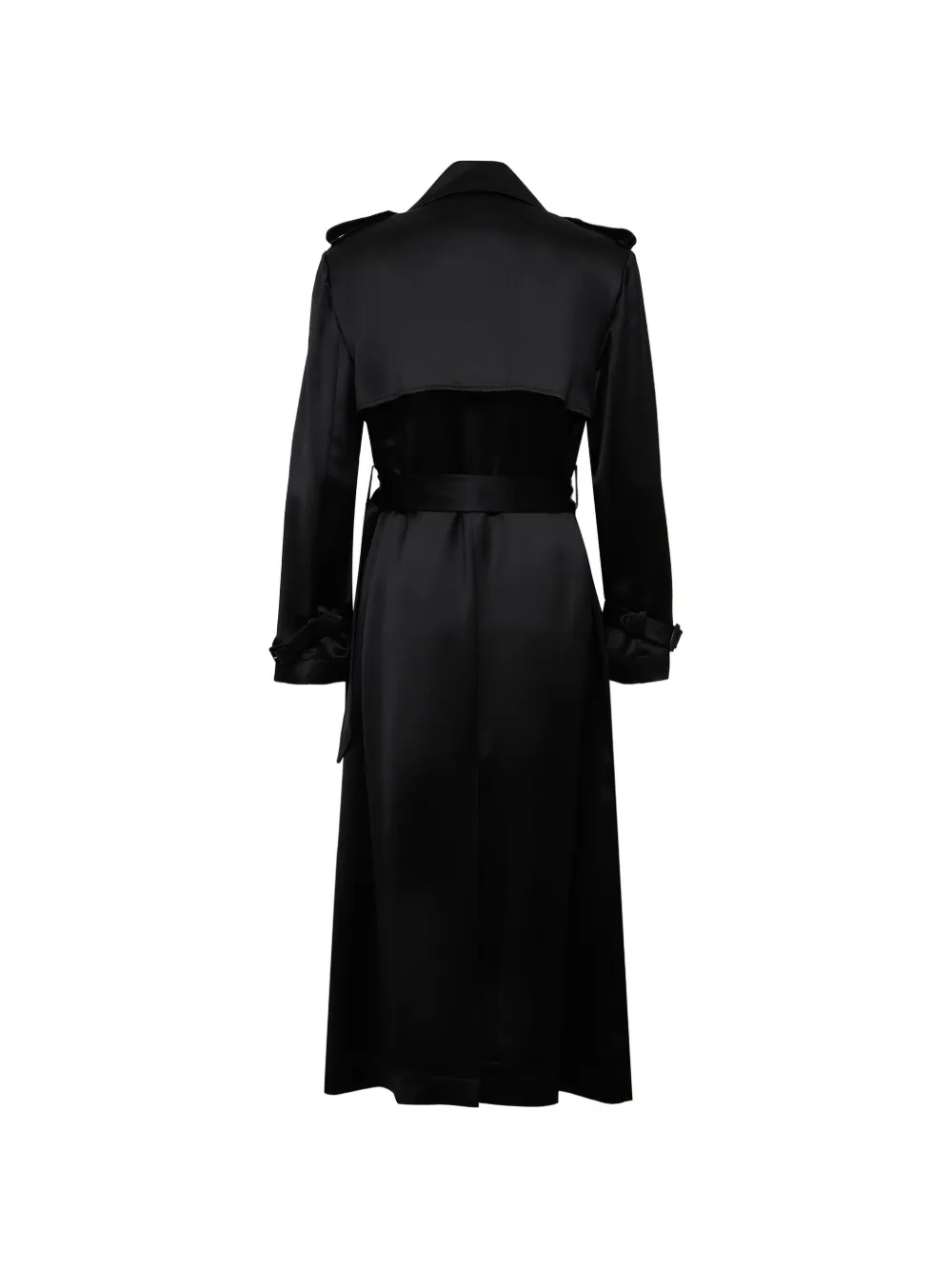 SIMKHAI Alvida belted double-breasted trench coat Zwart