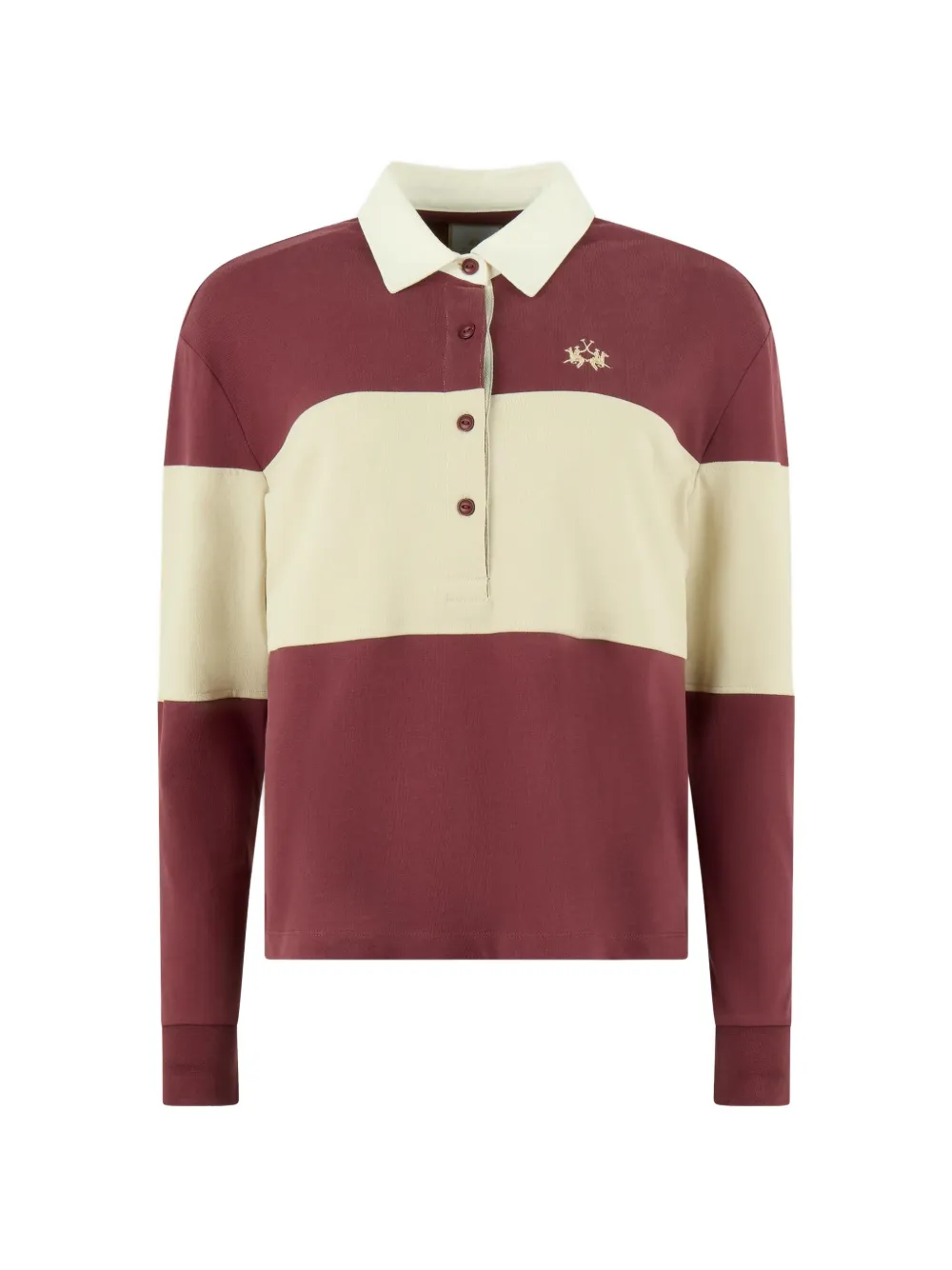 La Martina Eugenia colour-block long-sleeve polo shirt Rood