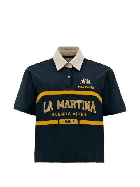 La Martina Etienne logo-embroidered striped polo top