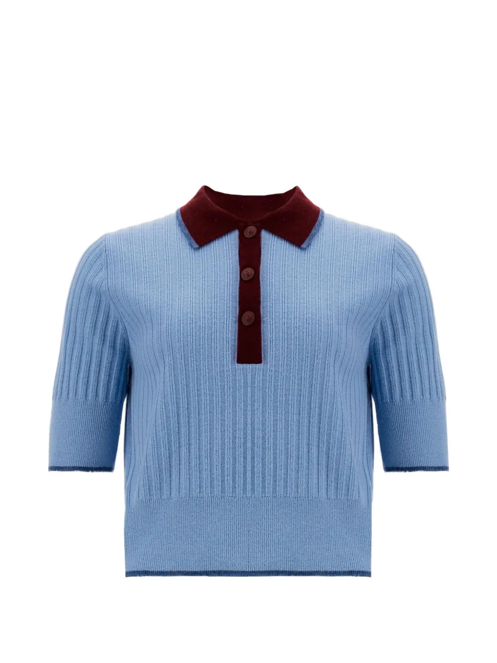 La Martina Eugenie ribbed-knit polo top Blauw