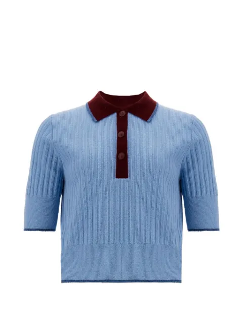 La Martina Eugenie ribbed-knit polo top