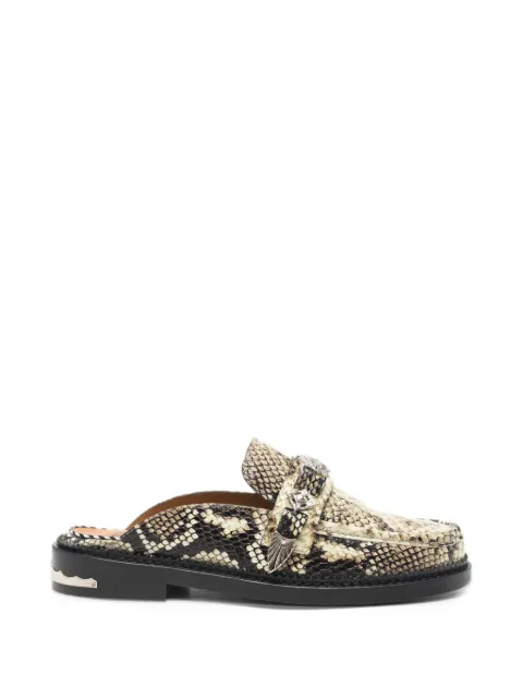 Toga Pulla snake-embossed buckled mules