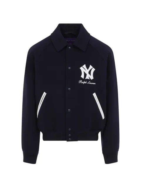 Ralph Lauren Purple Label x New York Yankees logo-embroidered wool bomber jacket