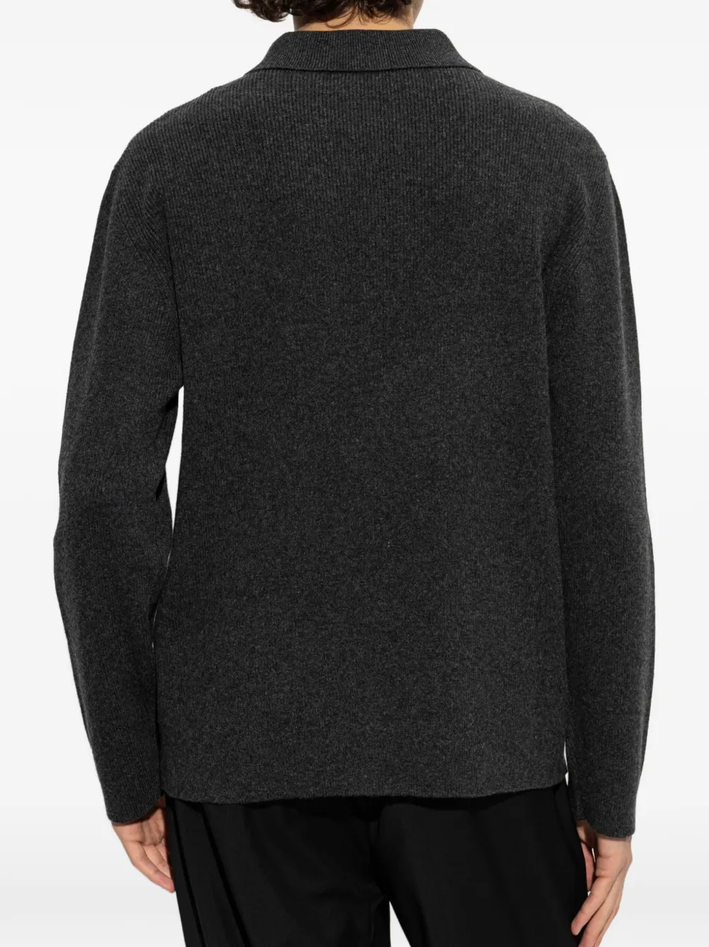 Valentino Garavani ribbed-knit polo sweater Grijs