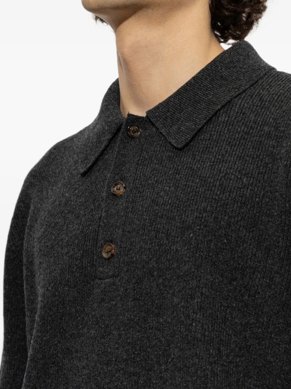 Valentino Garavani ribbed-knit polo sweater Grijs