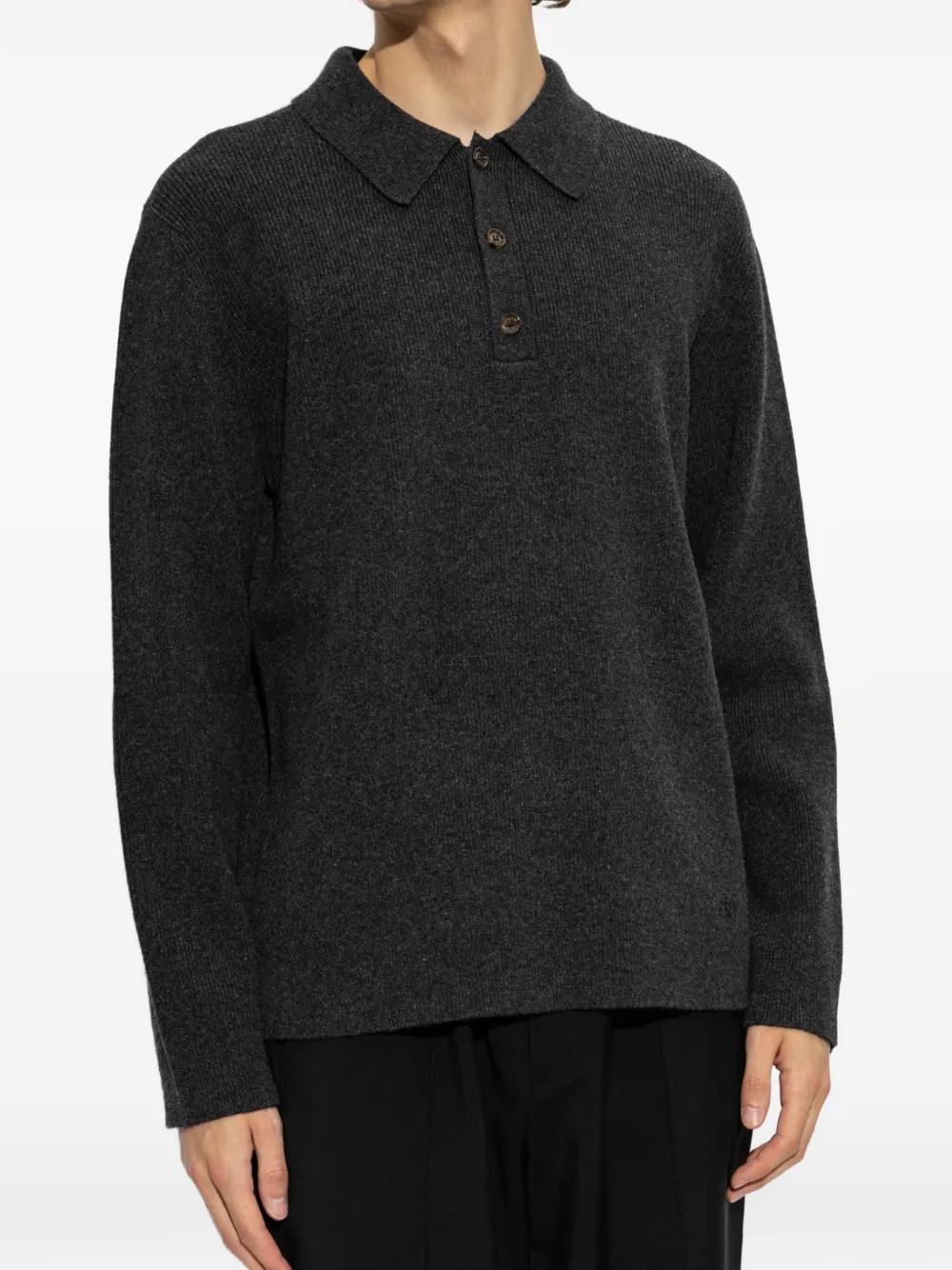 Valentino Garavani ribbed-knit polo sweater Grijs