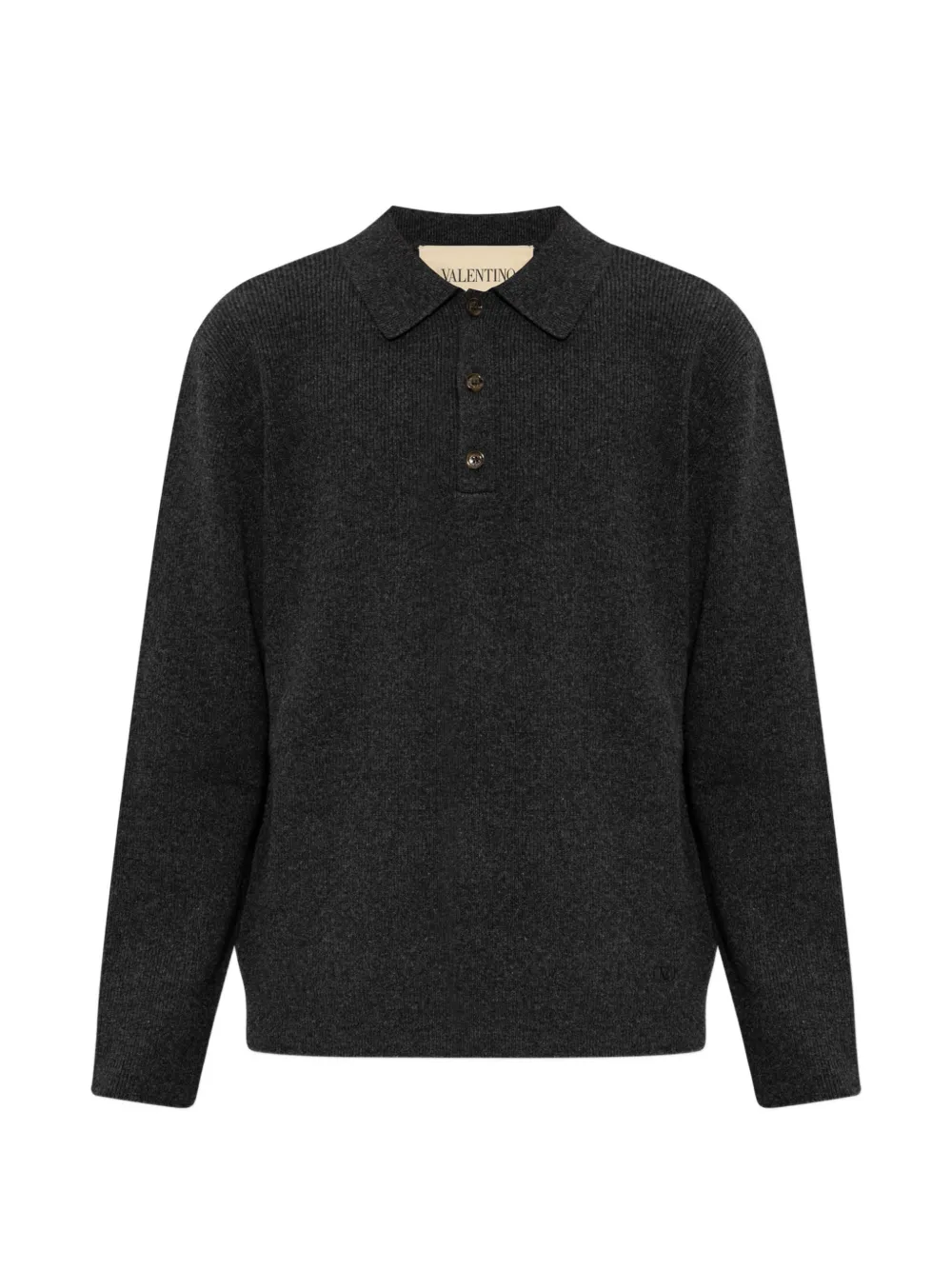 Valentino Garavani ribbed-knit polo sweater Grijs