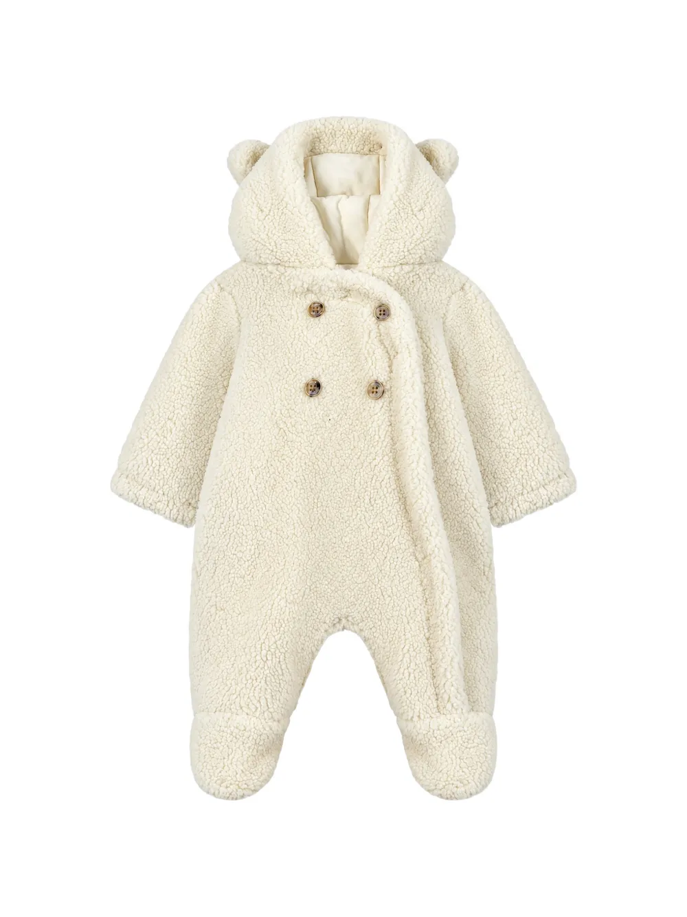 Tartine Et Chocolat faux-fur double-breasted romper Wit