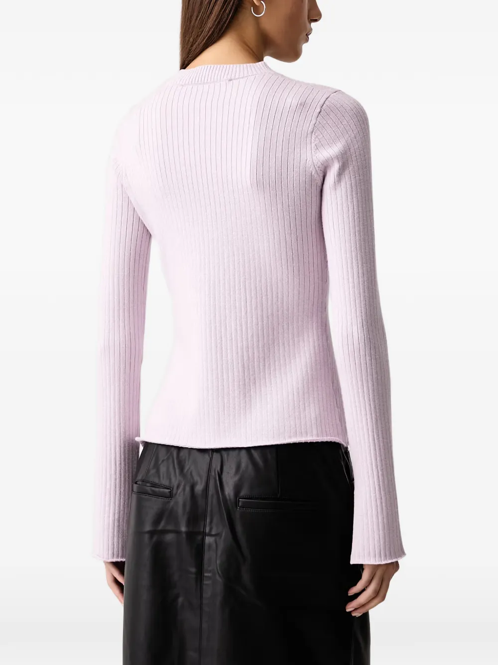 Karl Lagerfeld Jeans ribbed-knit logo-embroidered sweater Paars