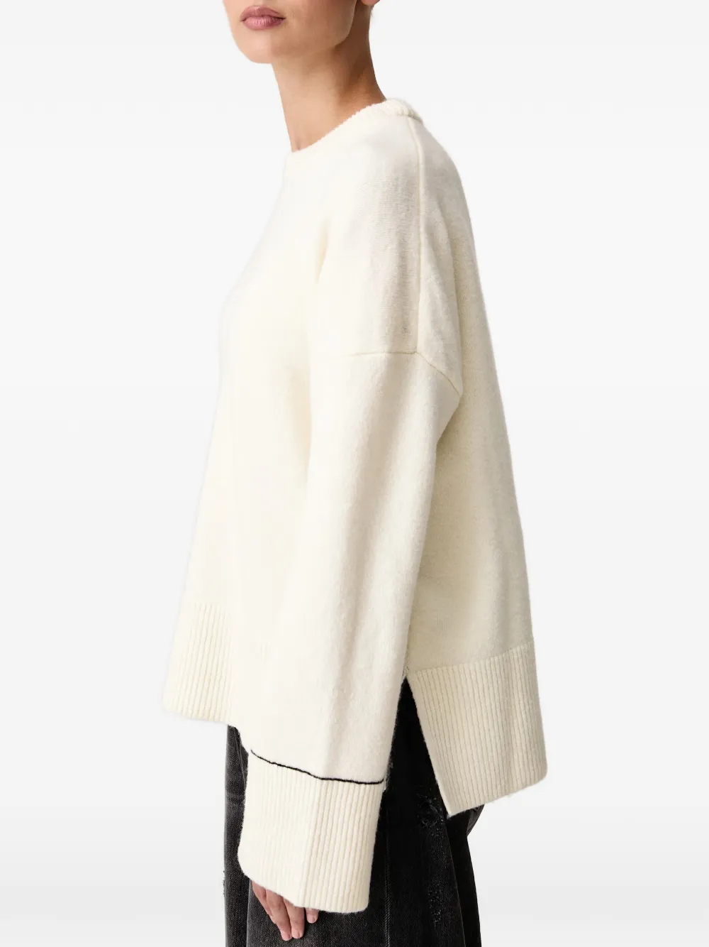 Karl Lagerfeld Jeans logo-embroidered side-slit sweater Beige