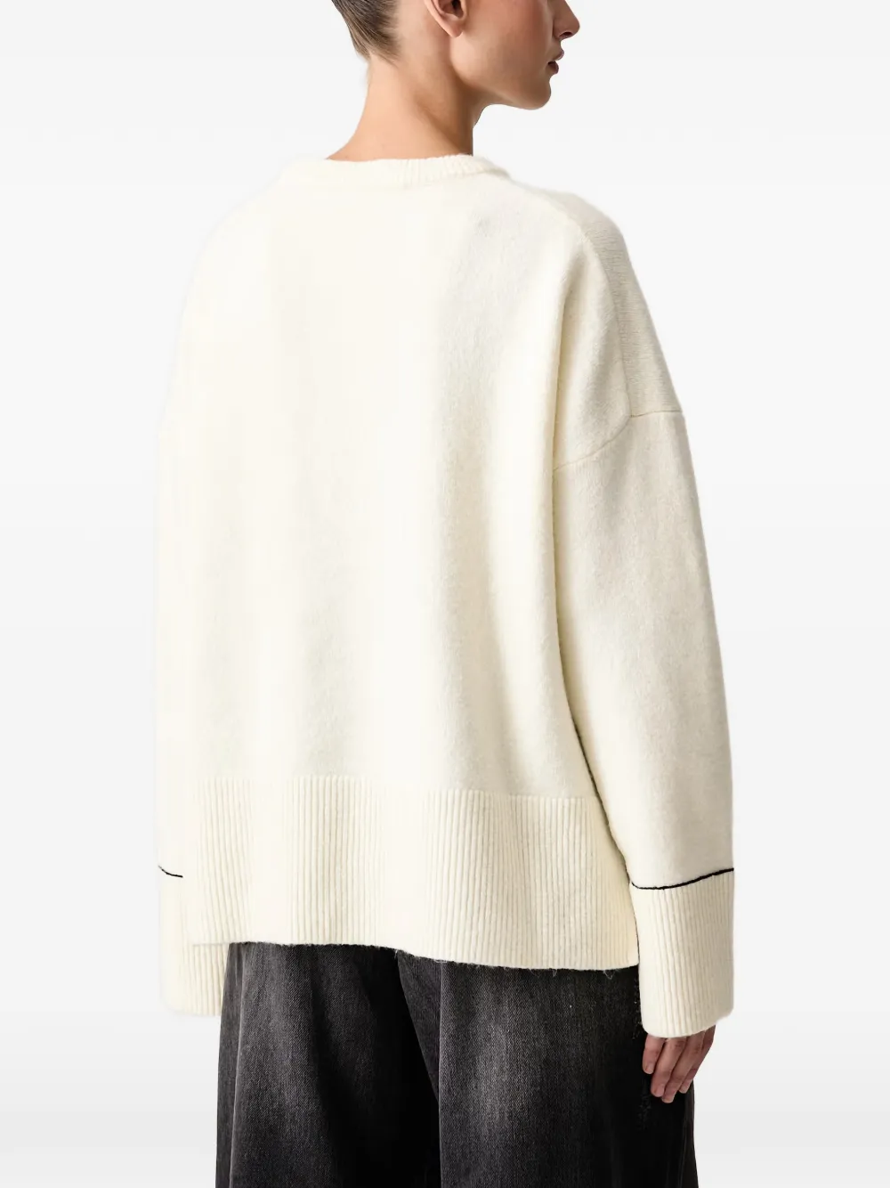 Karl Lagerfeld Jeans logo-embroidered side-slit sweater Beige