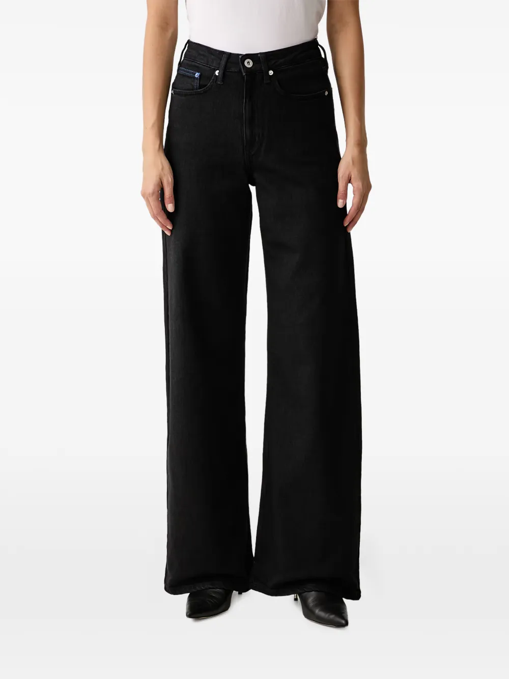 Karl Lagerfeld Jeans logo-patch wide-leg jeans - Nero
