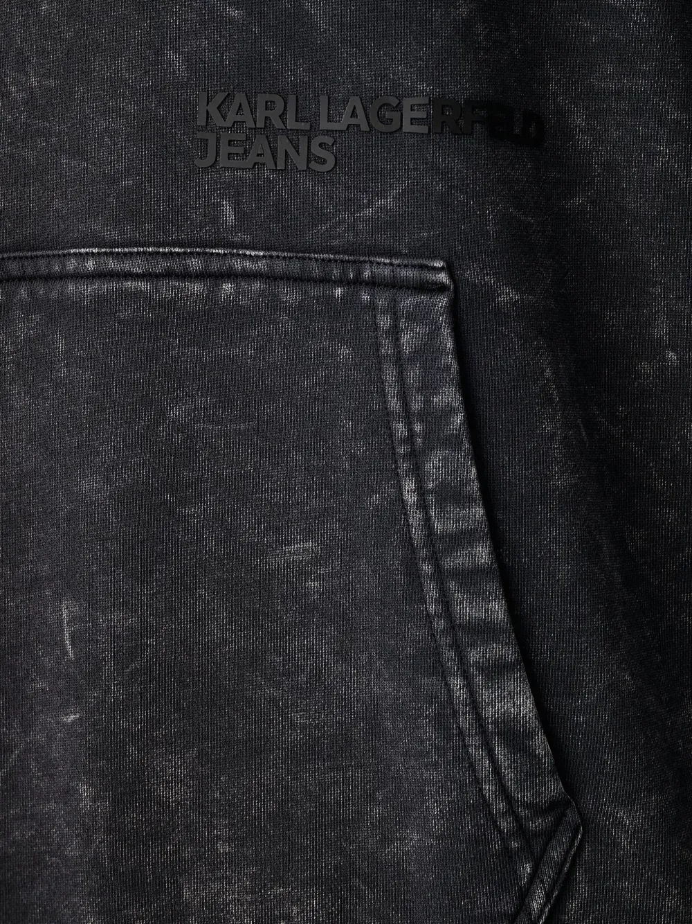 Karl Lagerfeld Jeans acid-wash cotton hoodie Zwart