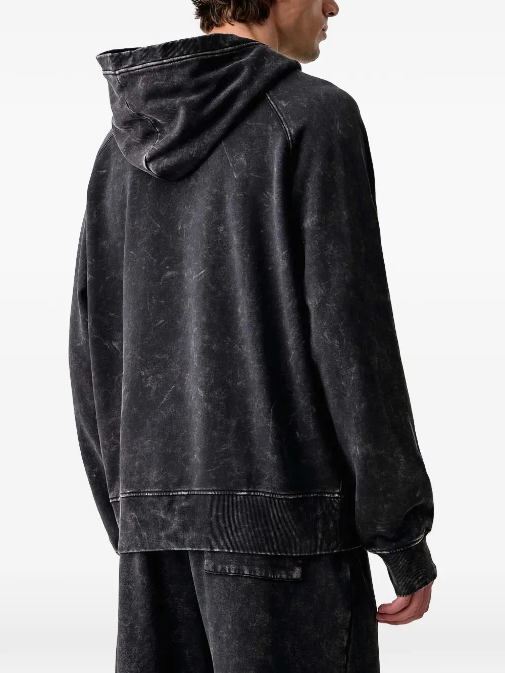 Karl Lagerfeld Jeans acid-wash cotton hoodie Zwart