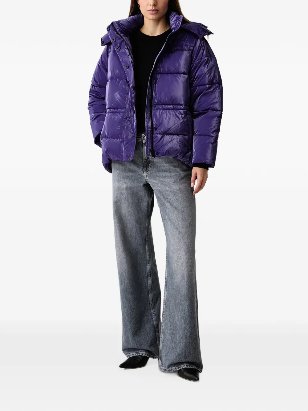 Karl Lagerfeld Jeans logo-print quilted jacket Paars