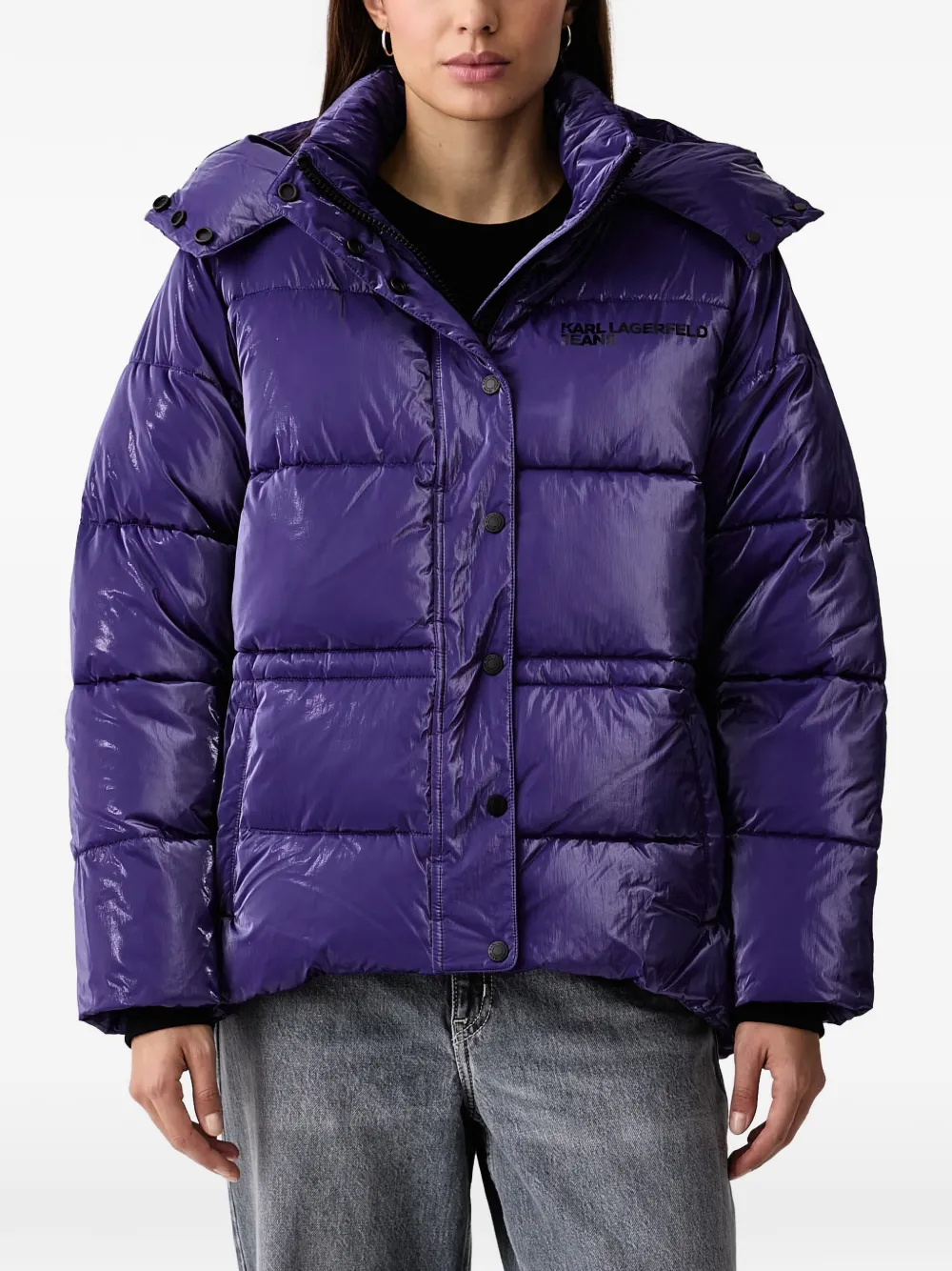 Karl Lagerfeld Jeans logo-print quilted jacket Paars