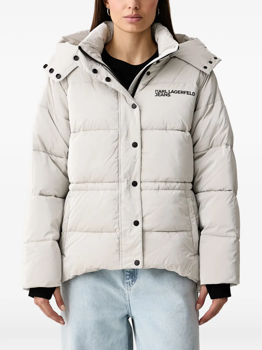 Karl Lagerfeld Jeans Donsjack met capuchon Grijs