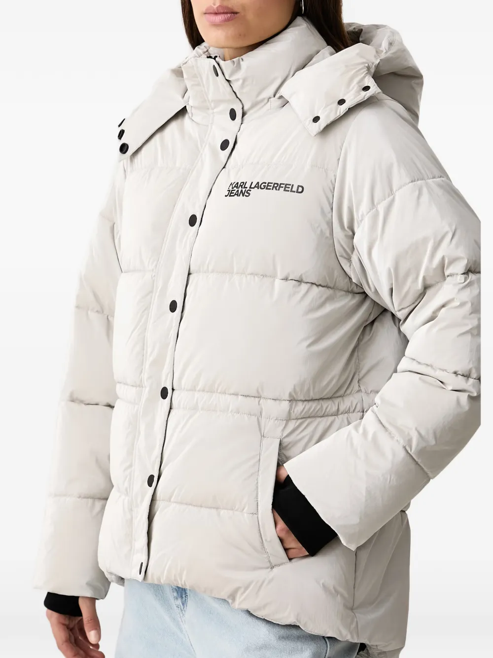 Karl Lagerfeld Jeans Donsjack met capuchon Grijs