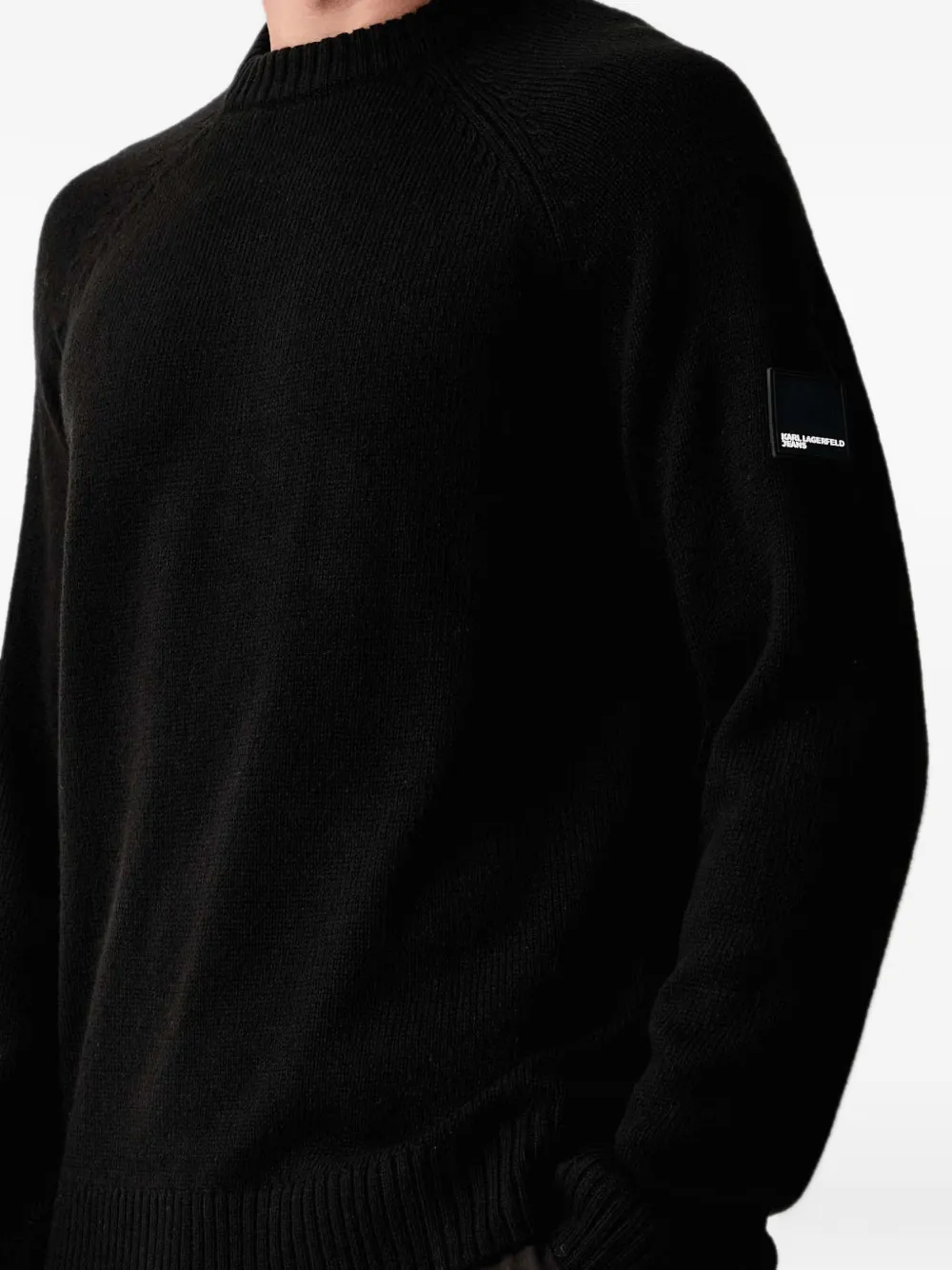 Karl Lagerfeld Jeans logo-patch raglan-sleeve sweater Zwart