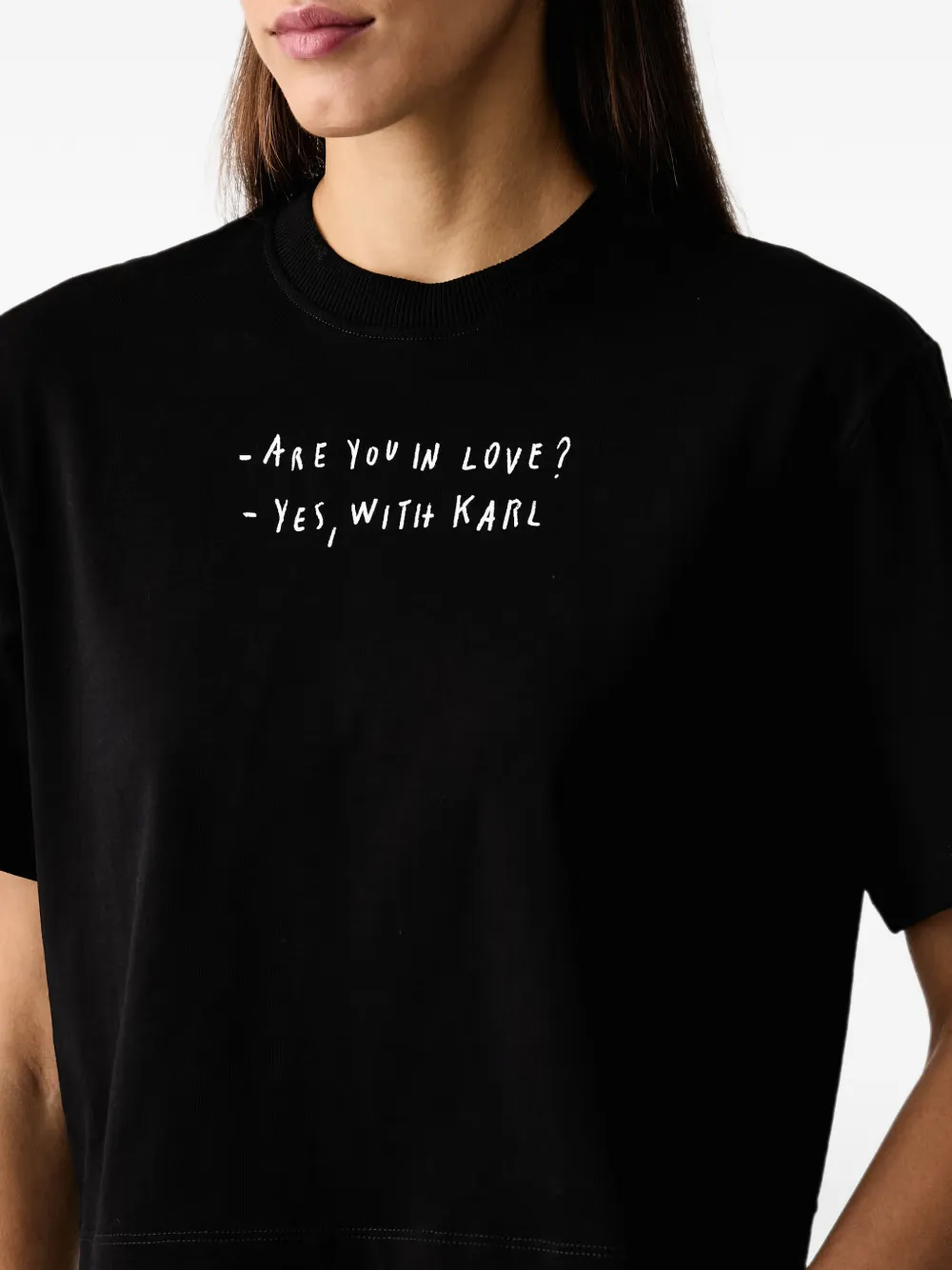 Karl Lagerfeld Jeans x Pietro Terzini cropped T-shirt met tekst Zwart