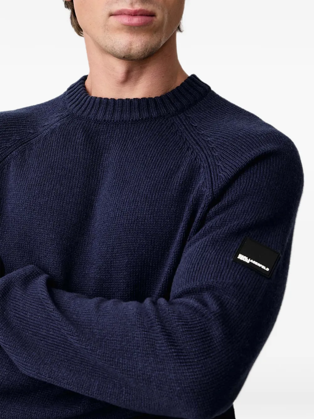 Karl Lagerfeld Jeans logo-patch raglan-sleeve sweater Blauw