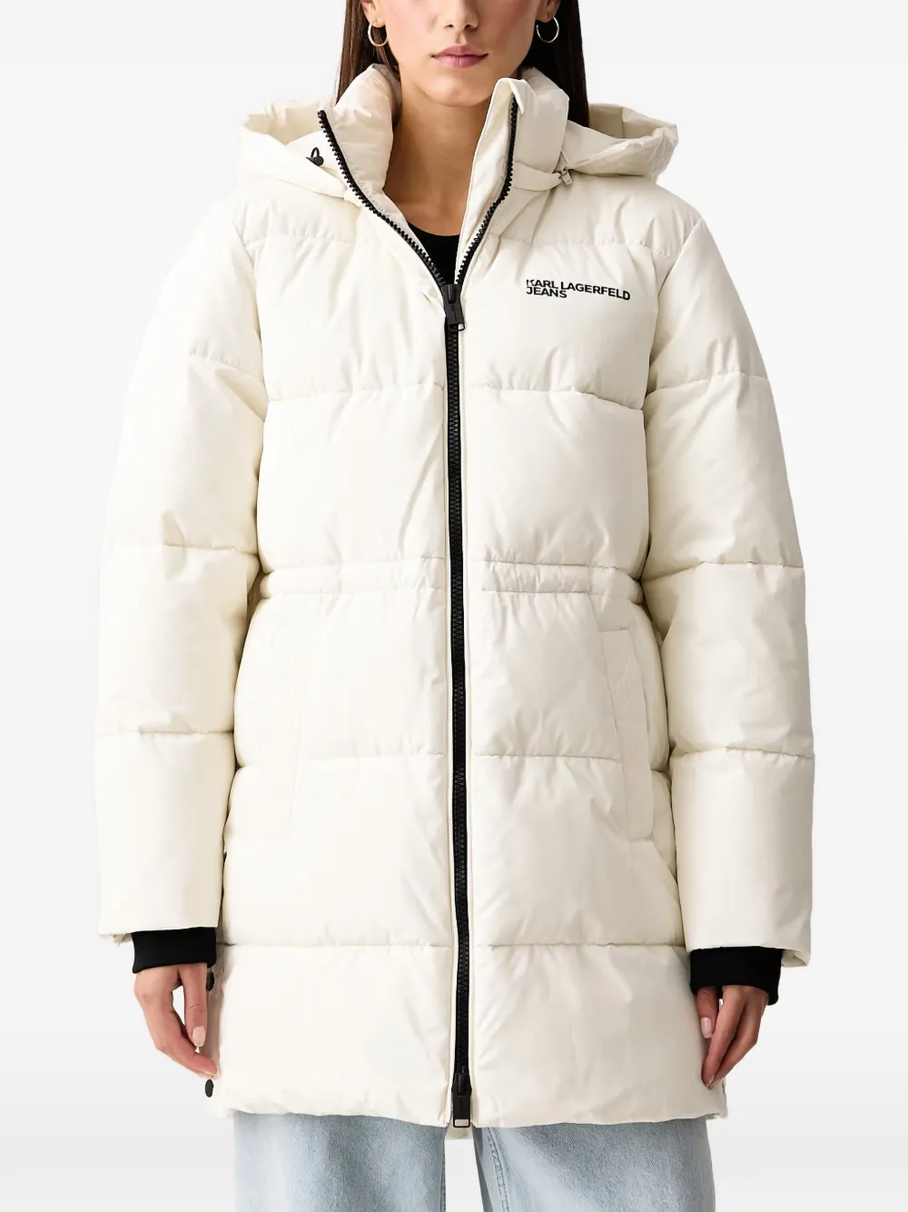 Karl Lagerfeld Jeans Donsjas met capuchon Beige