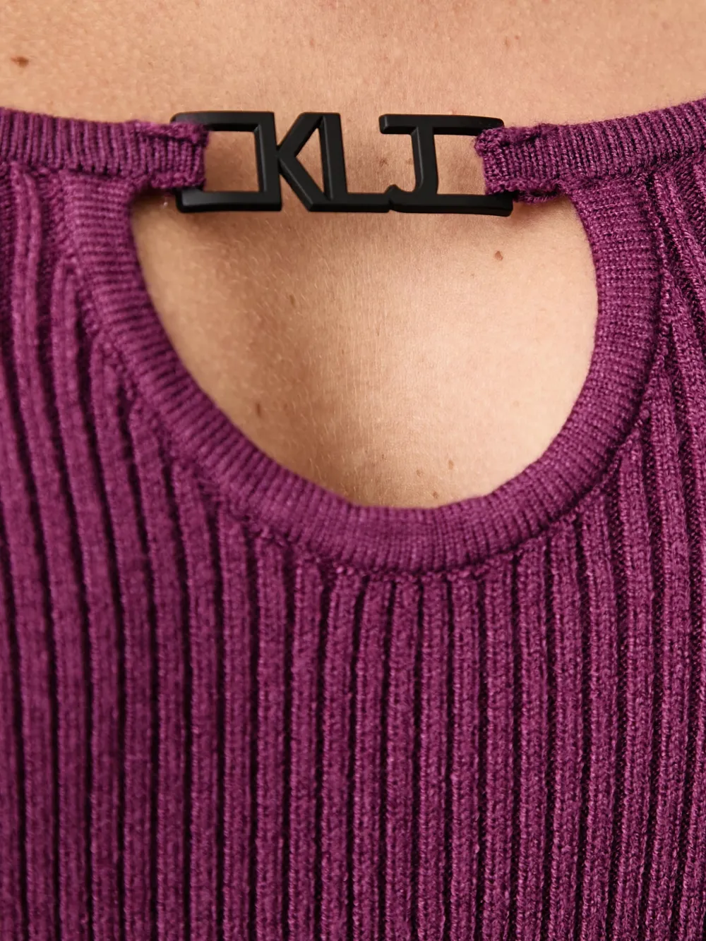 Karl Lagerfeld Jeans logo-plaque ribbed-knit mini dress Paars
